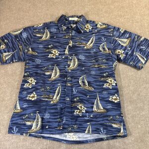 Pierre‎ Cardin Men Hawaiian Shirt L Sailboat Nautical